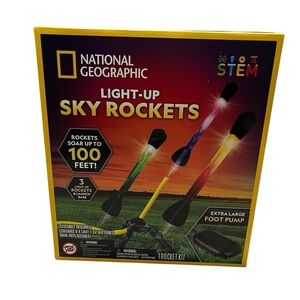 Light-Up Sky Rockets Air Toy by National Geographic. Includes Foot Pump.